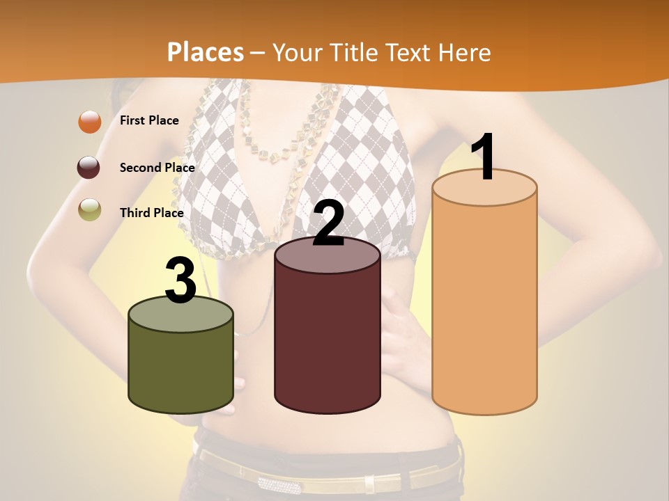 A Woman In A Bikini Top And Shorts Posing For A Picture PowerPoint Template