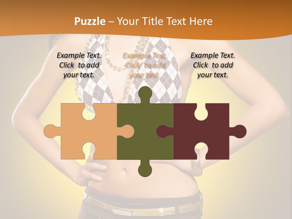 A Woman In A Bikini Top And Shorts Posing For A Picture PowerPoint Template