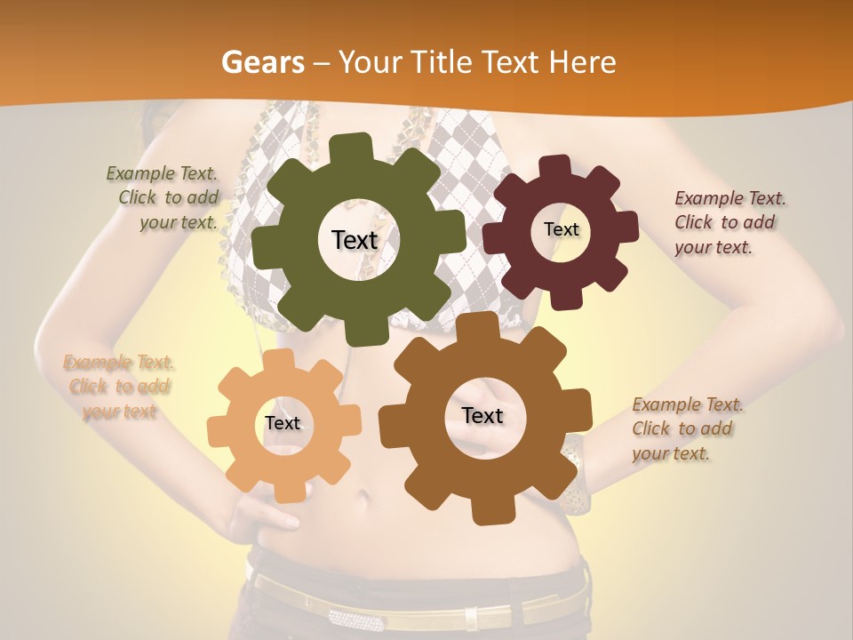 A Woman In A Bikini Top And Shorts Posing For A Picture PowerPoint Template