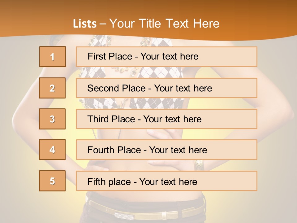 A Woman In A Bikini Top And Shorts Posing For A Picture PowerPoint Template