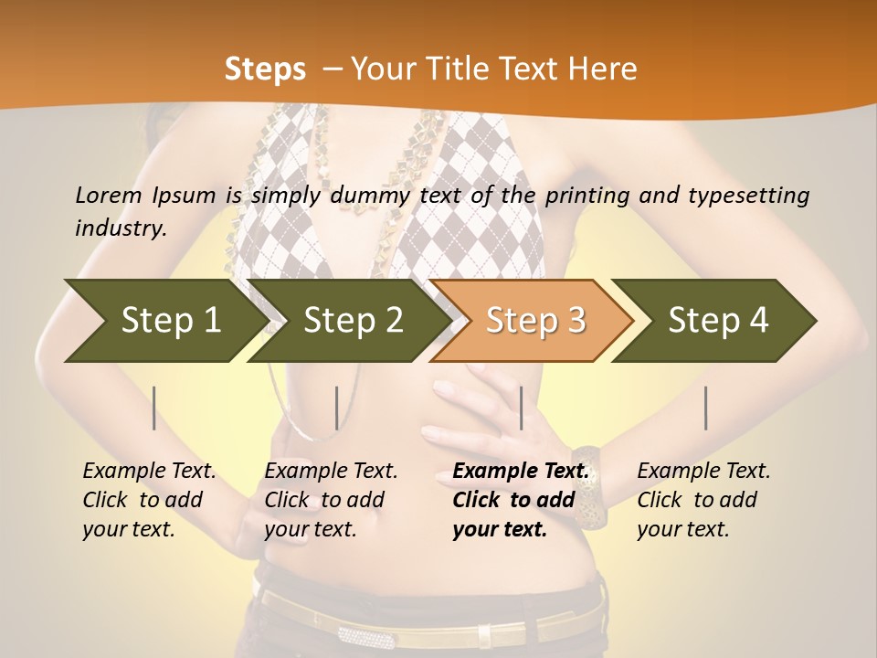 A Woman In A Bikini Top And Shorts Posing For A Picture PowerPoint Template