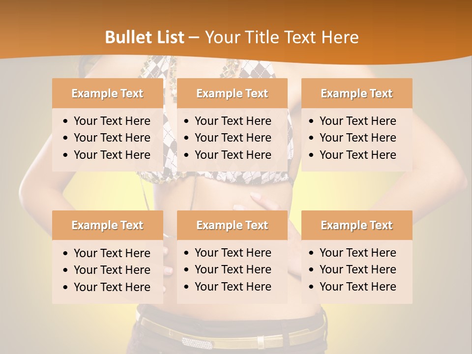 A Woman In A Bikini Top And Shorts Posing For A Picture PowerPoint Template