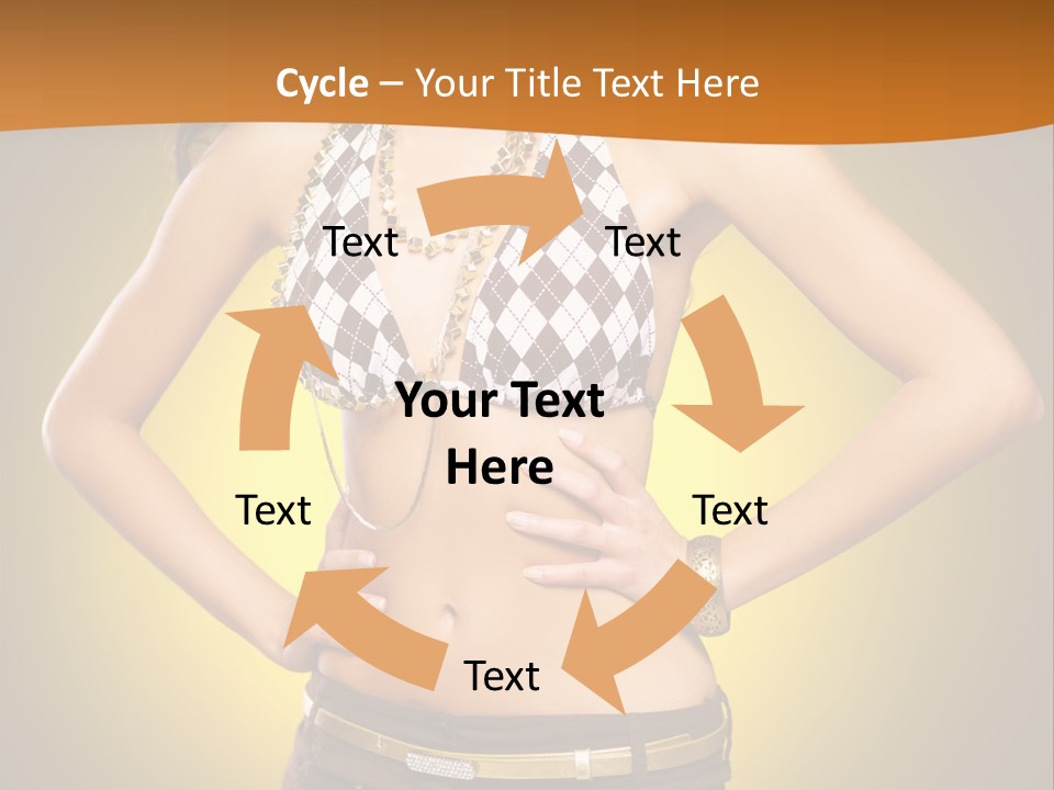 A Woman In A Bikini Top And Shorts Posing For A Picture PowerPoint Template