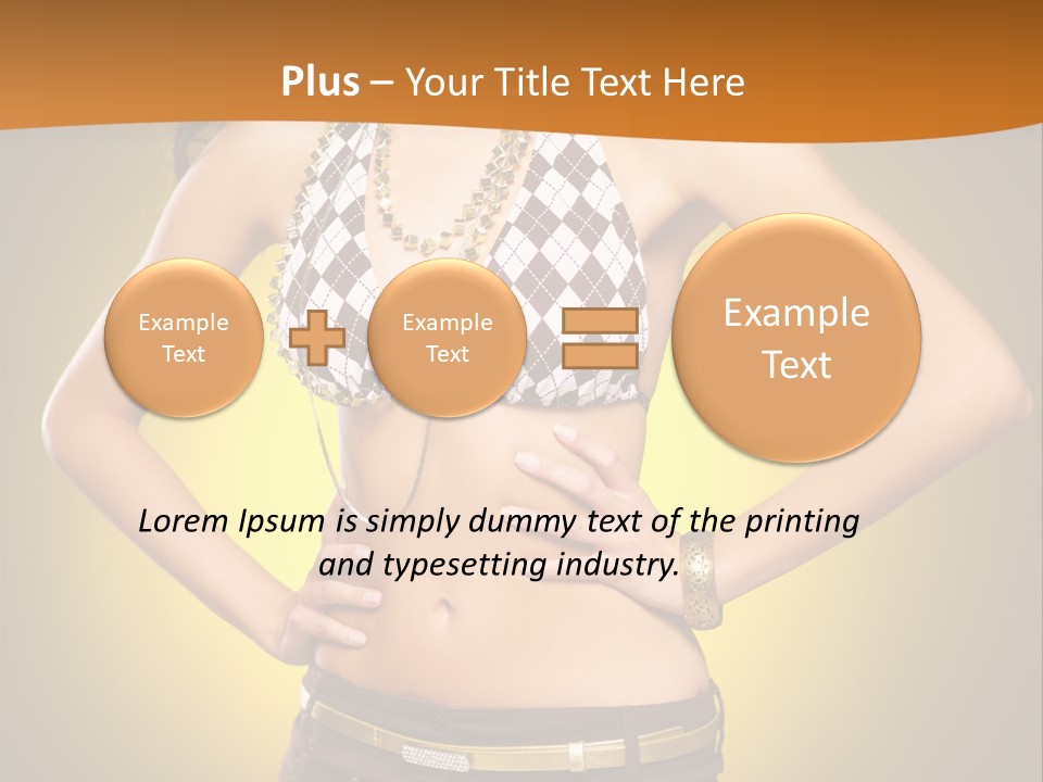 A Woman In A Bikini Top And Shorts Posing For A Picture PowerPoint Template