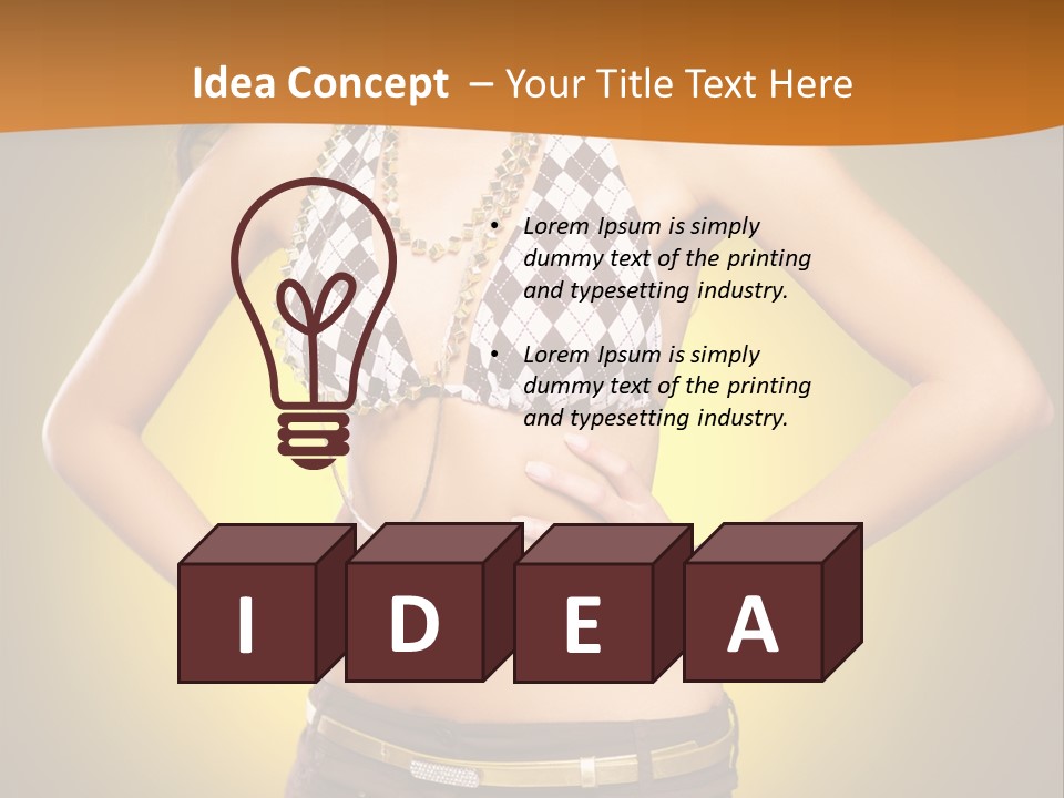 A Woman In A Bikini Top And Shorts Posing For A Picture PowerPoint Template