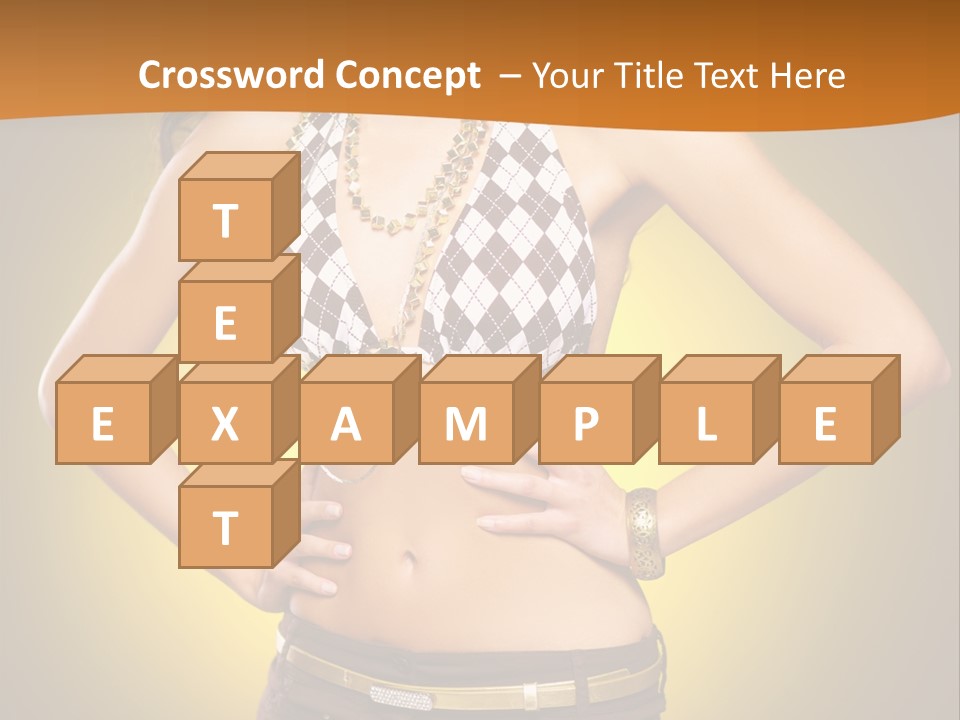 A Woman In A Bikini Top And Shorts Posing For A Picture PowerPoint Template