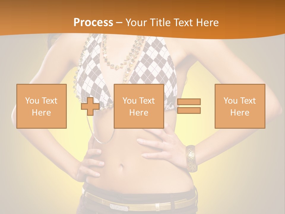 A Woman In A Bikini Top And Shorts Posing For A Picture PowerPoint Template