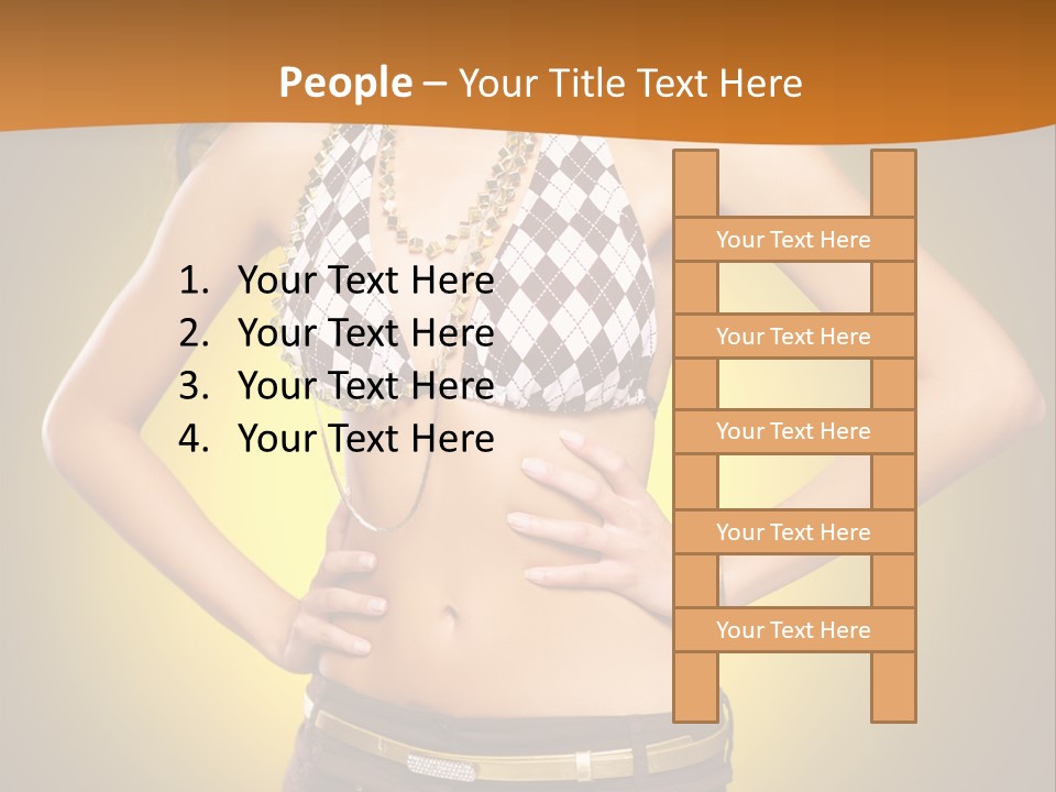 A Woman In A Bikini Top And Shorts Posing For A Picture PowerPoint Template