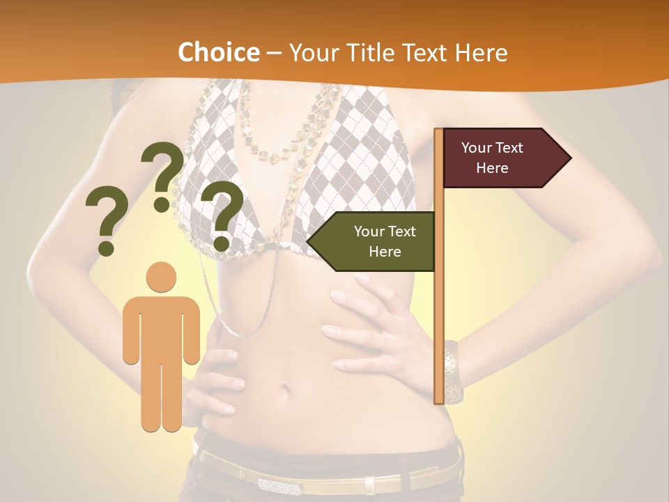A Woman In A Bikini Top And Shorts Posing For A Picture PowerPoint Template
