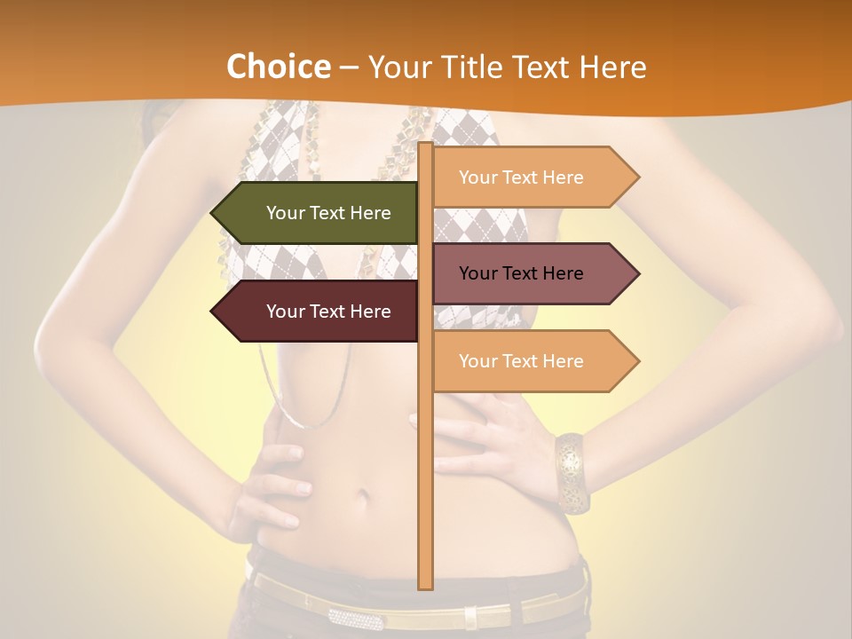 A Woman In A Bikini Top And Shorts Posing For A Picture PowerPoint Template