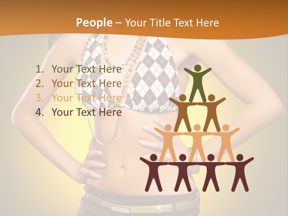 A Woman In A Bikini Top And Shorts Posing For A Picture PowerPoint Template