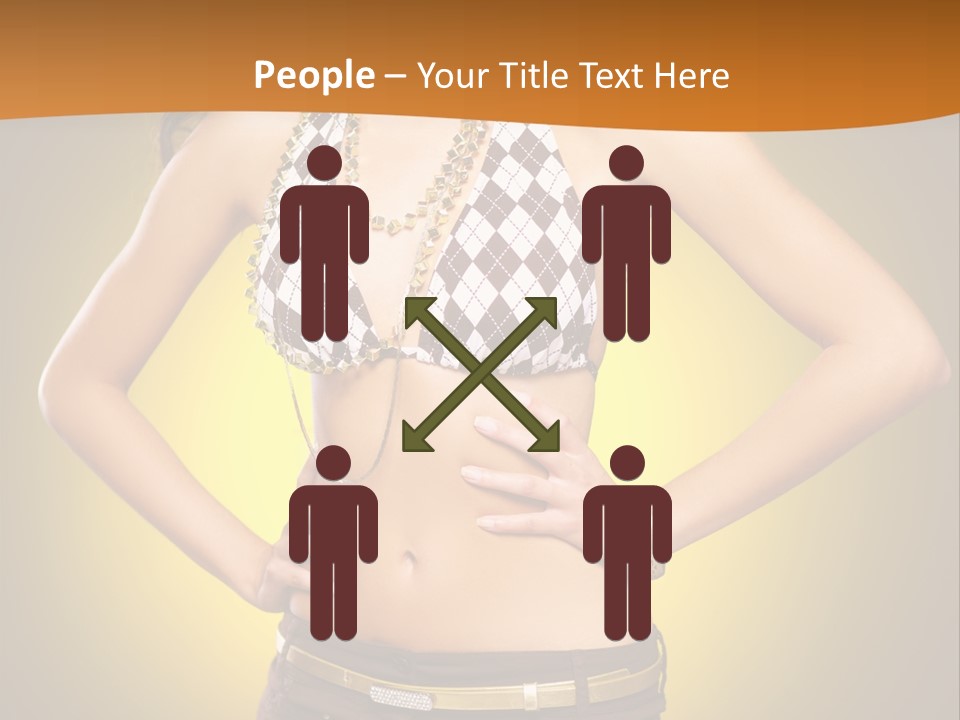 A Woman In A Bikini Top And Shorts Posing For A Picture PowerPoint Template