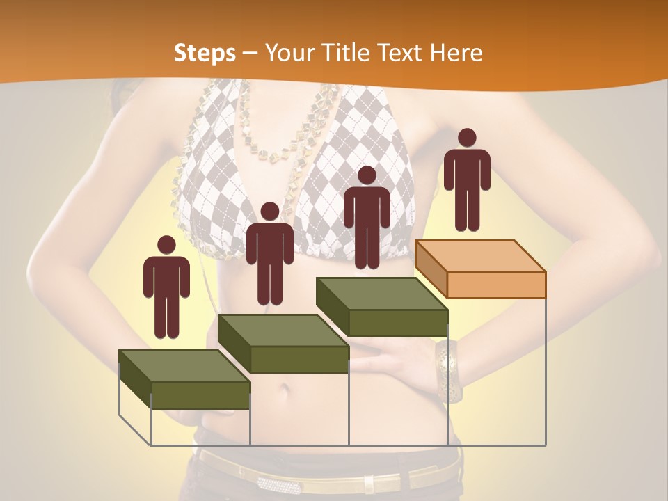 A Woman In A Bikini Top And Shorts Posing For A Picture PowerPoint Template