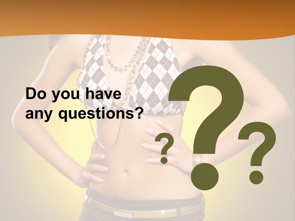 A Woman In A Bikini Top And Shorts Posing For A Picture PowerPoint Template