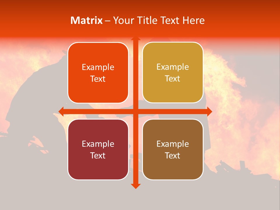 Two Fire Fighters In Silhouette Against A Blazing Background PowerPoint Template