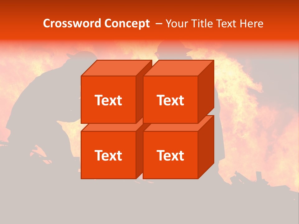 Two Fire Fighters In Silhouette Against A Blazing Background PowerPoint Template