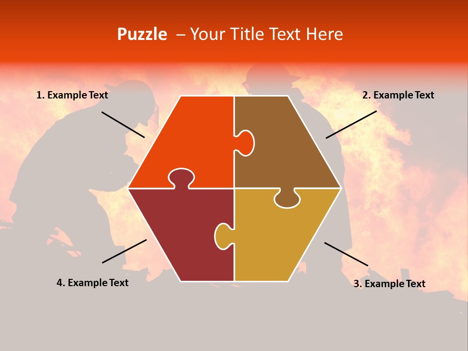 Two Fire Fighters In Silhouette Against A Blazing Background PowerPoint Template