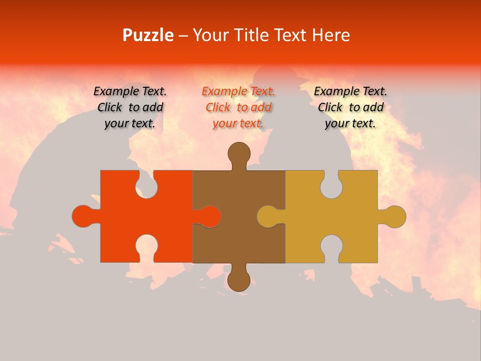 Two Fire Fighters In Silhouette Against A Blazing Background PowerPoint Template