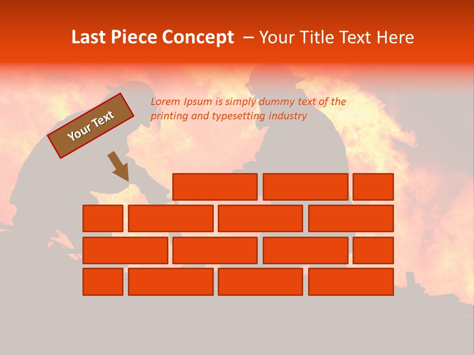 Two Fire Fighters In Silhouette Against A Blazing Background PowerPoint Template