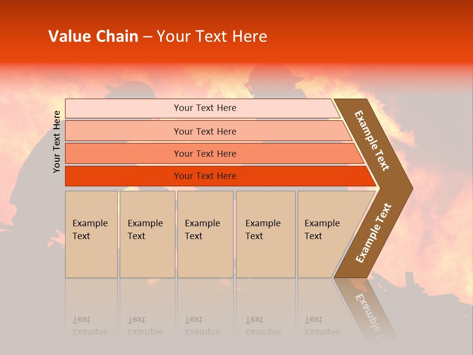 Two Fire Fighters In Silhouette Against A Blazing Background PowerPoint Template