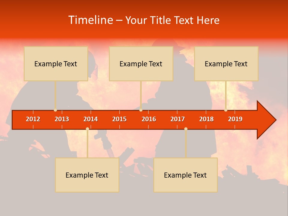 Two Fire Fighters In Silhouette Against A Blazing Background PowerPoint Template