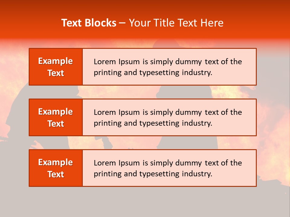 Two Fire Fighters In Silhouette Against A Blazing Background PowerPoint Template
