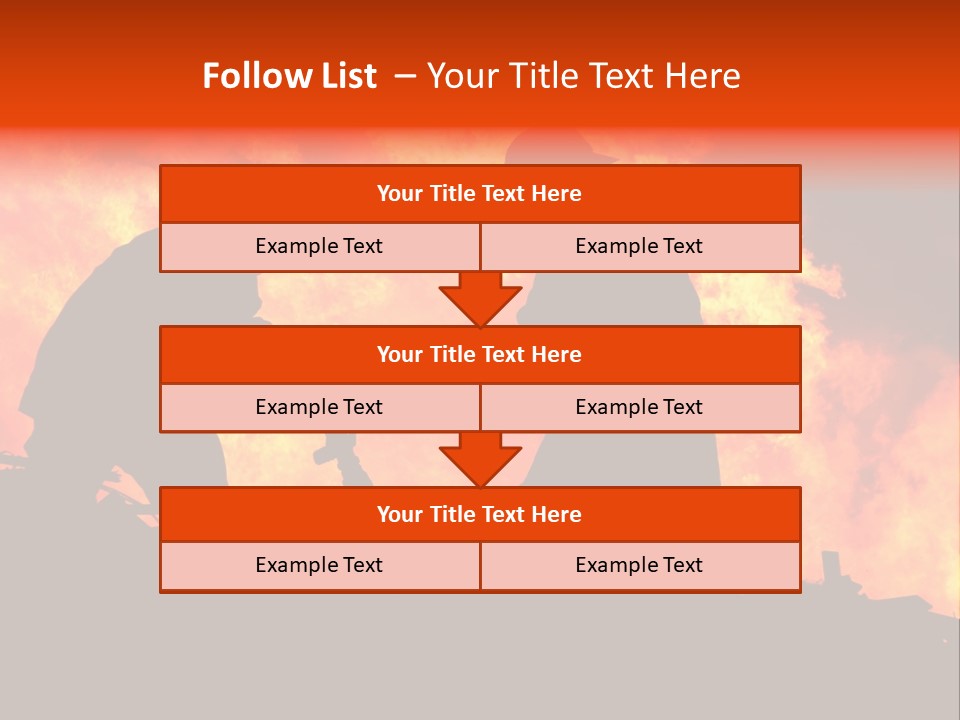 Two Fire Fighters In Silhouette Against A Blazing Background PowerPoint Template