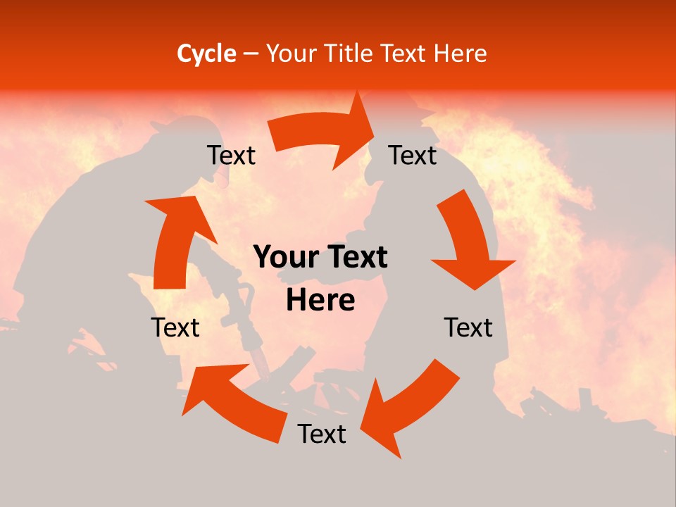 Two Fire Fighters In Silhouette Against A Blazing Background PowerPoint Template