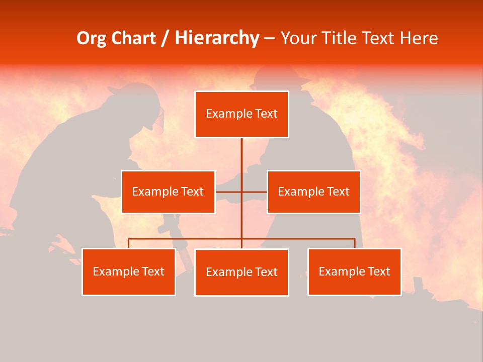 Two Fire Fighters In Silhouette Against A Blazing Background PowerPoint Template