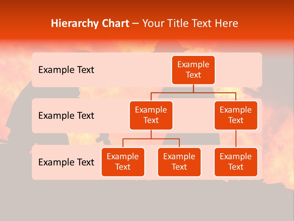 Two Fire Fighters In Silhouette Against A Blazing Background PowerPoint Template
