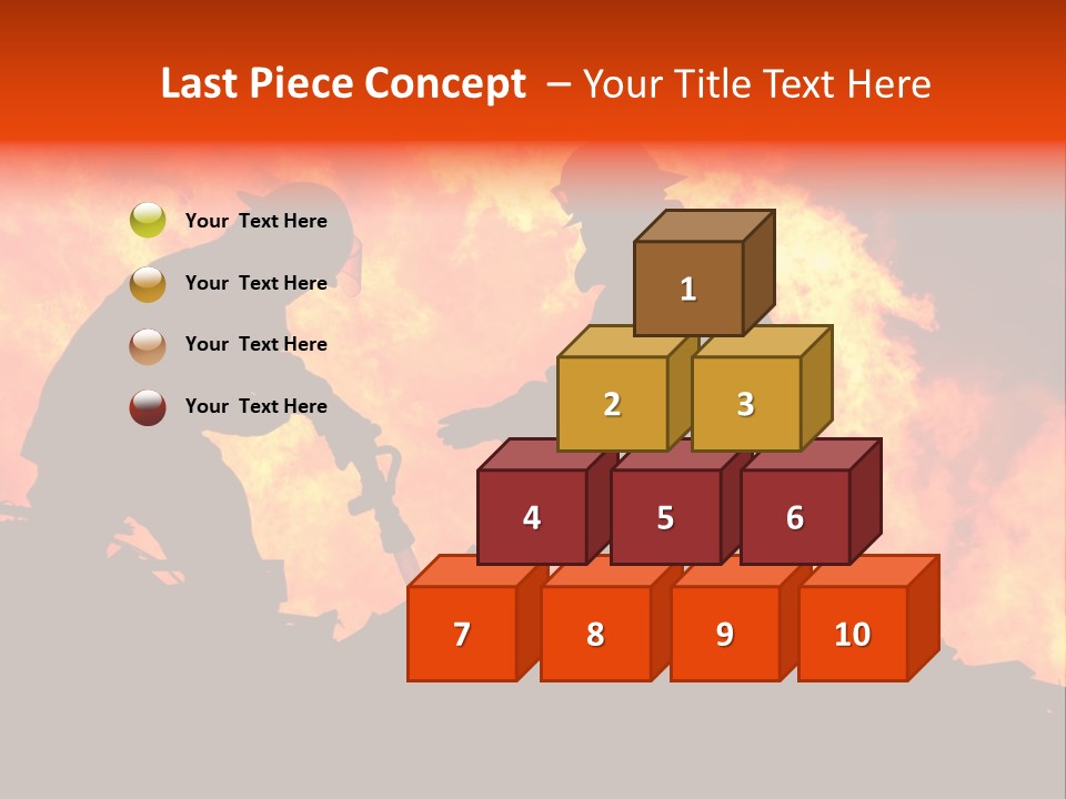 Two Fire Fighters In Silhouette Against A Blazing Background PowerPoint Template