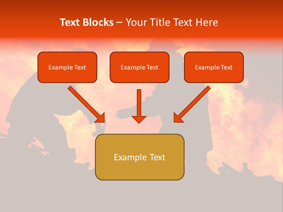 Two Fire Fighters In Silhouette Against A Blazing Background PowerPoint Template