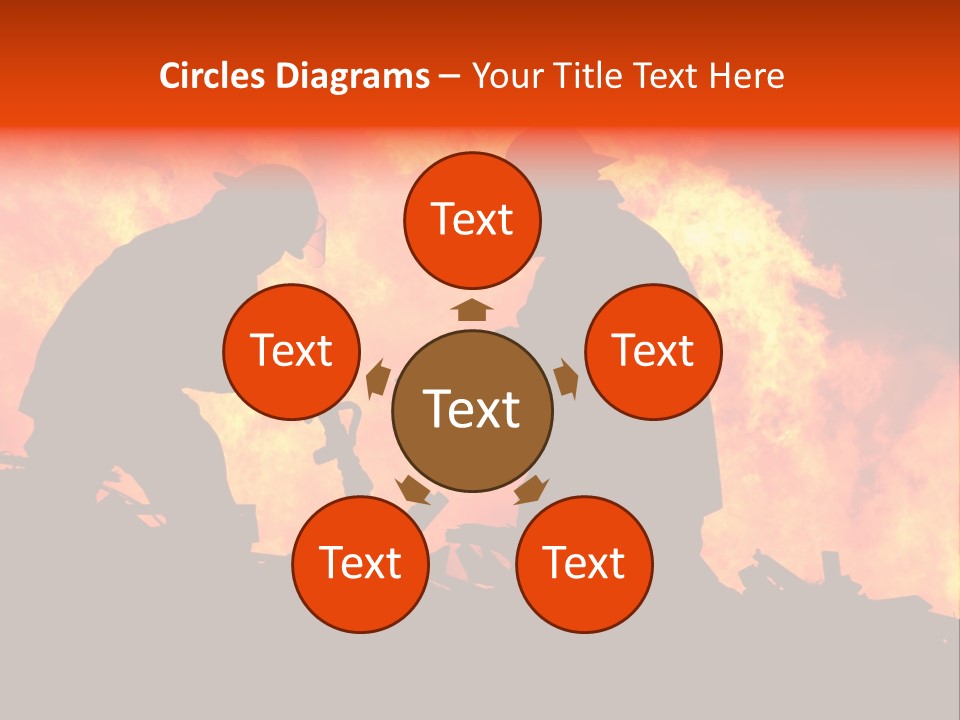 Two Fire Fighters In Silhouette Against A Blazing Background PowerPoint Template