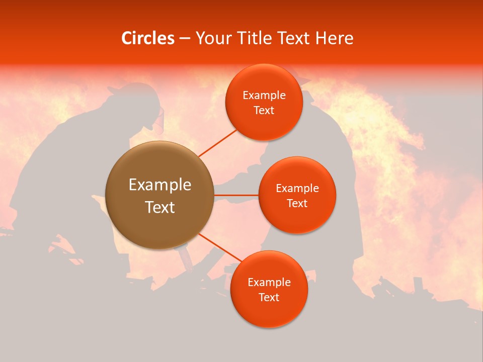 Two Fire Fighters In Silhouette Against A Blazing Background PowerPoint Template