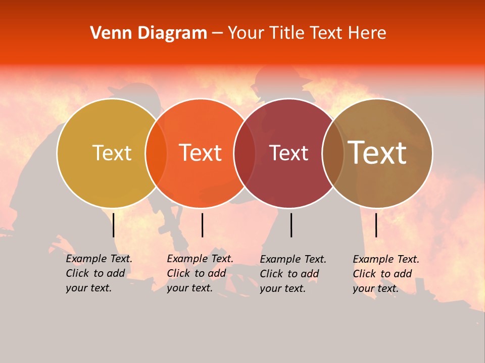 Two Fire Fighters In Silhouette Against A Blazing Background PowerPoint Template