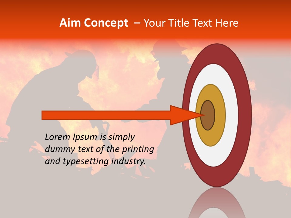 Two Fire Fighters In Silhouette Against A Blazing Background PowerPoint Template
