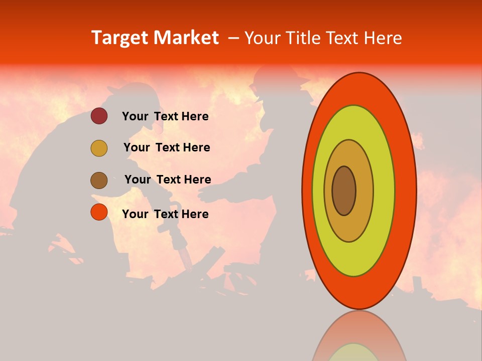 Two Fire Fighters In Silhouette Against A Blazing Background PowerPoint Template