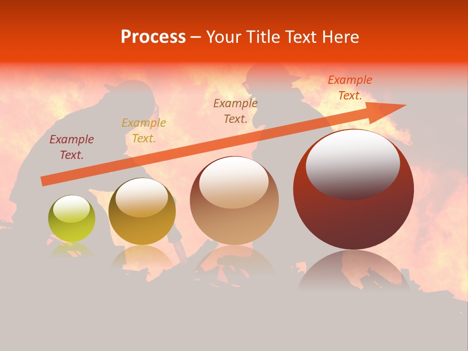 Two Fire Fighters In Silhouette Against A Blazing Background PowerPoint Template