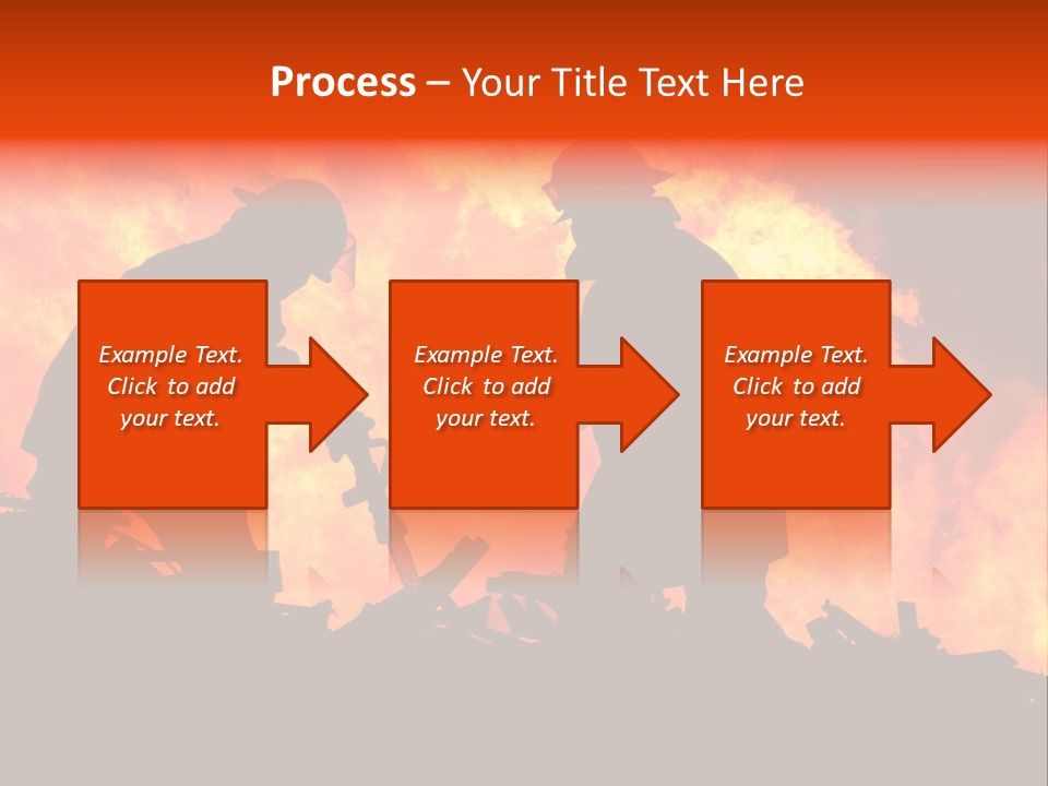 Two Fire Fighters In Silhouette Against A Blazing Background PowerPoint Template