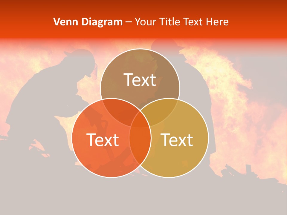 Two Fire Fighters In Silhouette Against A Blazing Background PowerPoint Template
