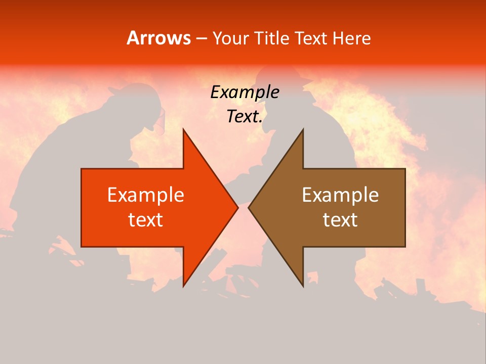 Two Fire Fighters In Silhouette Against A Blazing Background PowerPoint Template