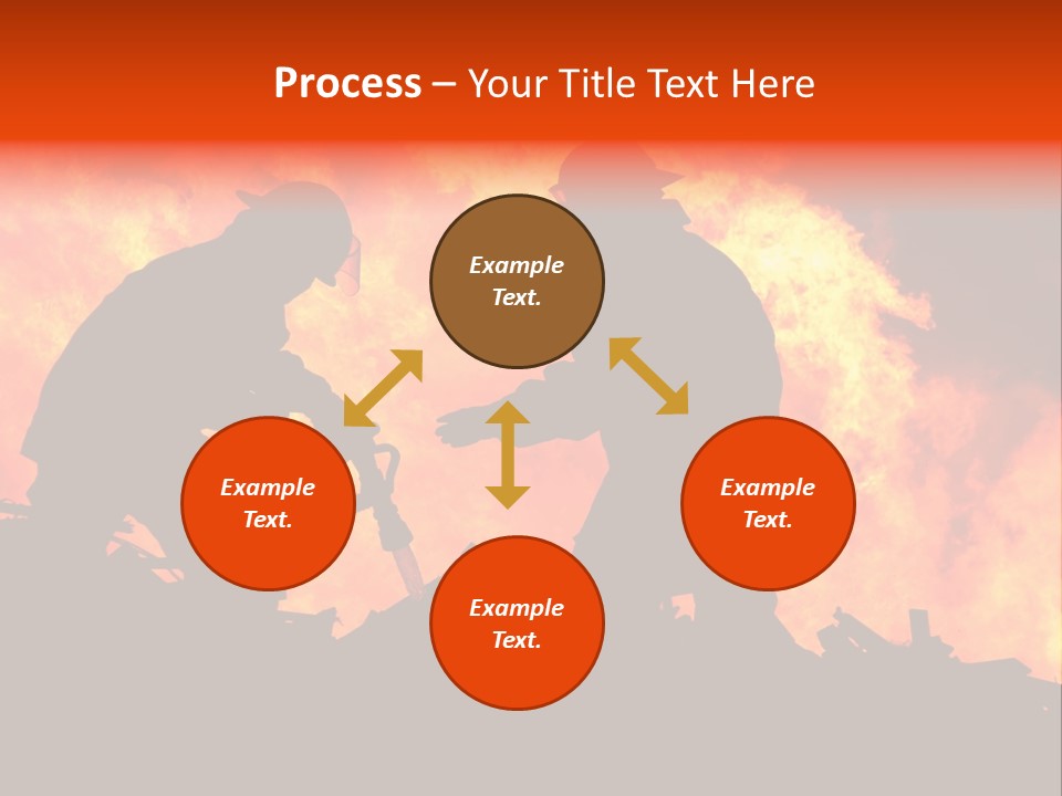 Two Fire Fighters In Silhouette Against A Blazing Background PowerPoint Template