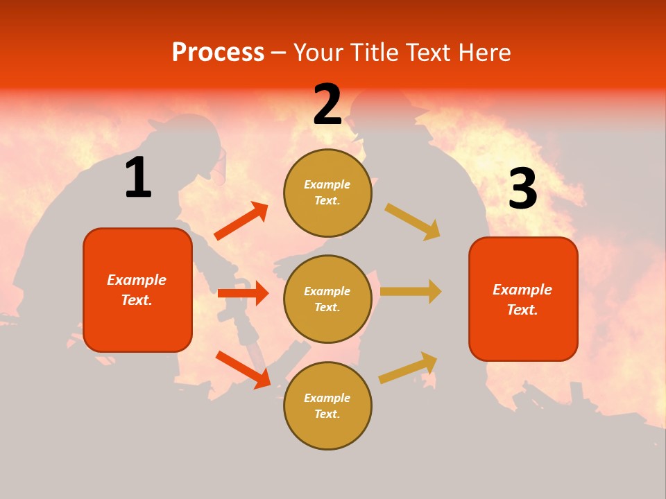 Two Fire Fighters In Silhouette Against A Blazing Background PowerPoint Template