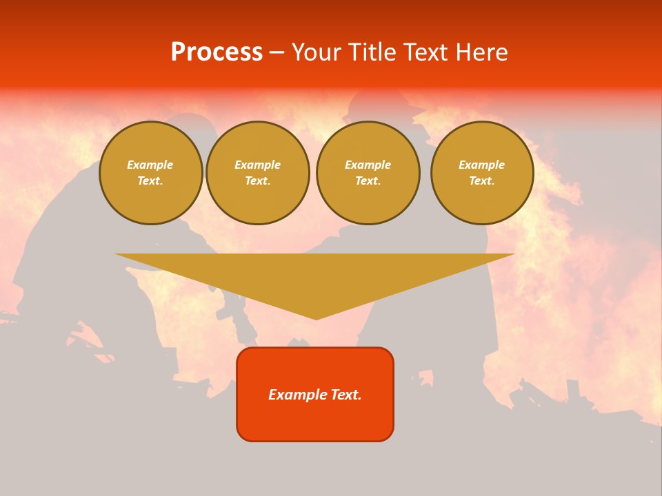 Two Fire Fighters In Silhouette Against A Blazing Background PowerPoint Template