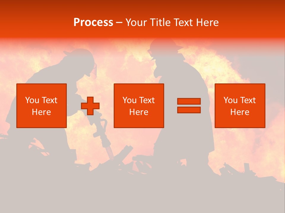 Two Fire Fighters In Silhouette Against A Blazing Background PowerPoint Template