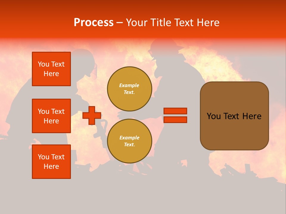 Two Fire Fighters In Silhouette Against A Blazing Background PowerPoint Template