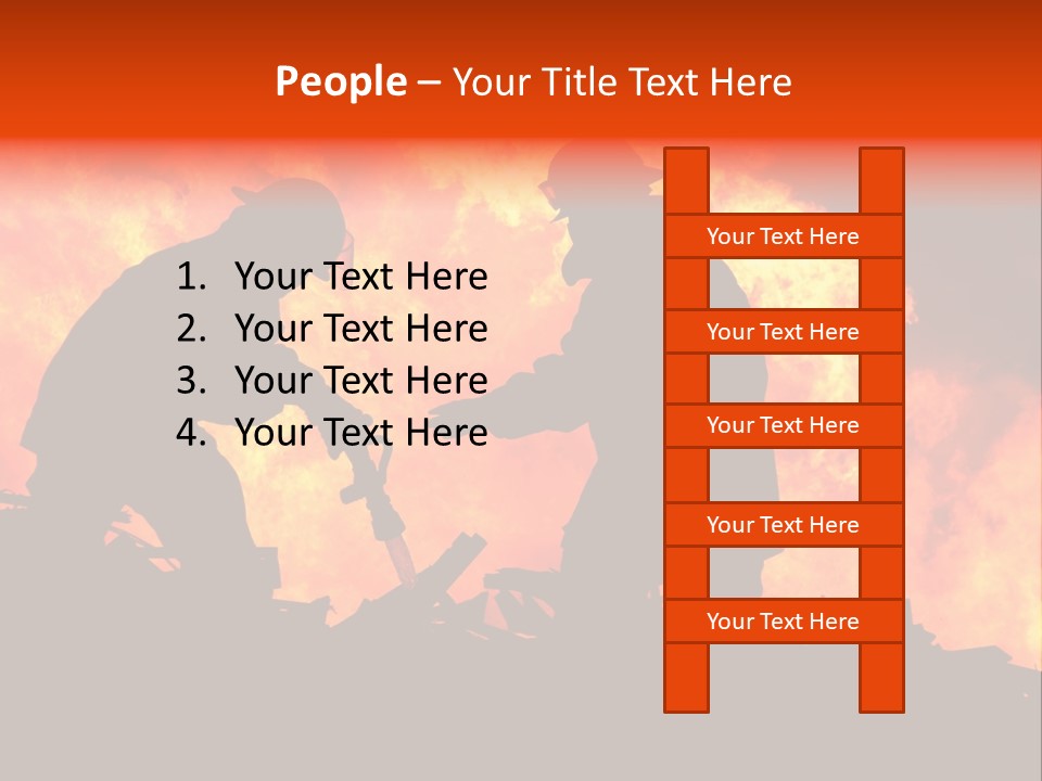 Two Fire Fighters In Silhouette Against A Blazing Background PowerPoint Template
