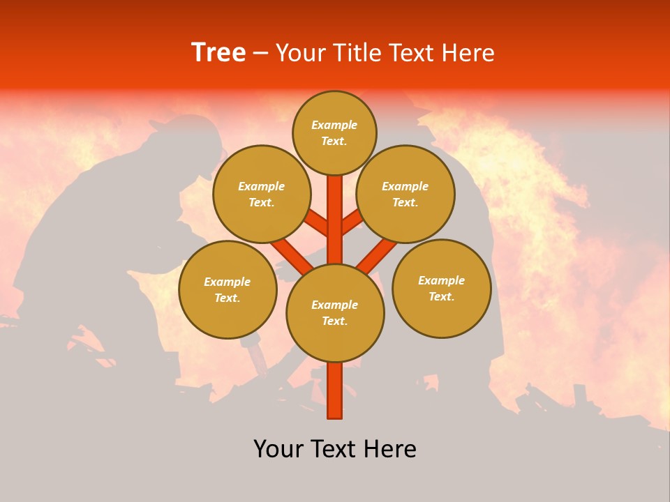 Two Fire Fighters In Silhouette Against A Blazing Background PowerPoint Template