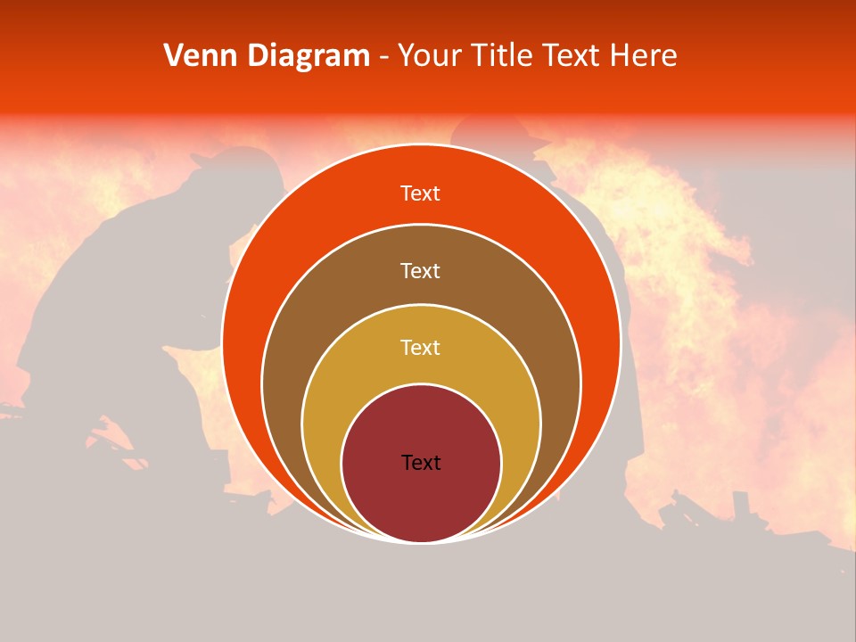 Two Fire Fighters In Silhouette Against A Blazing Background PowerPoint Template