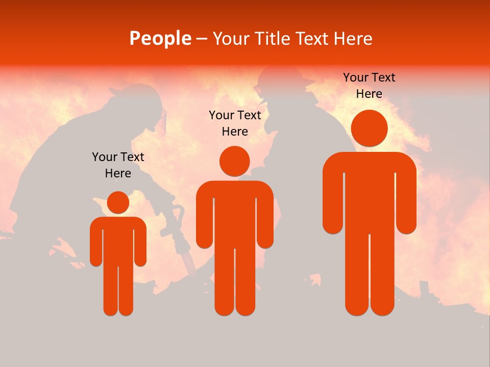 Two Fire Fighters In Silhouette Against A Blazing Background PowerPoint Template